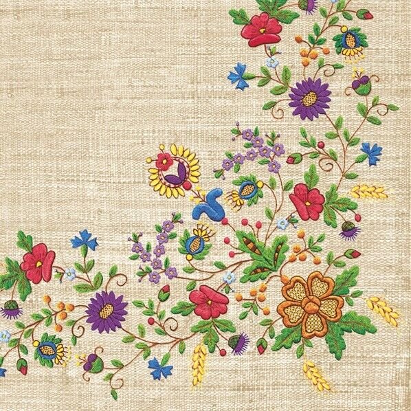 Assorted Polish Folk Patterns Napkins, Maki & Folkstar - set of 20