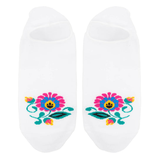 Ankle Socks - Łowicz flower - White
