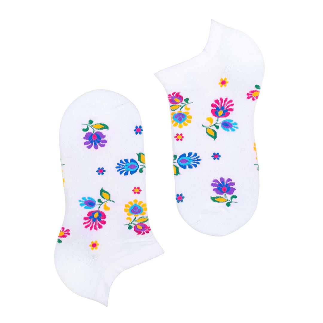 Ankle Socks - Floral - White