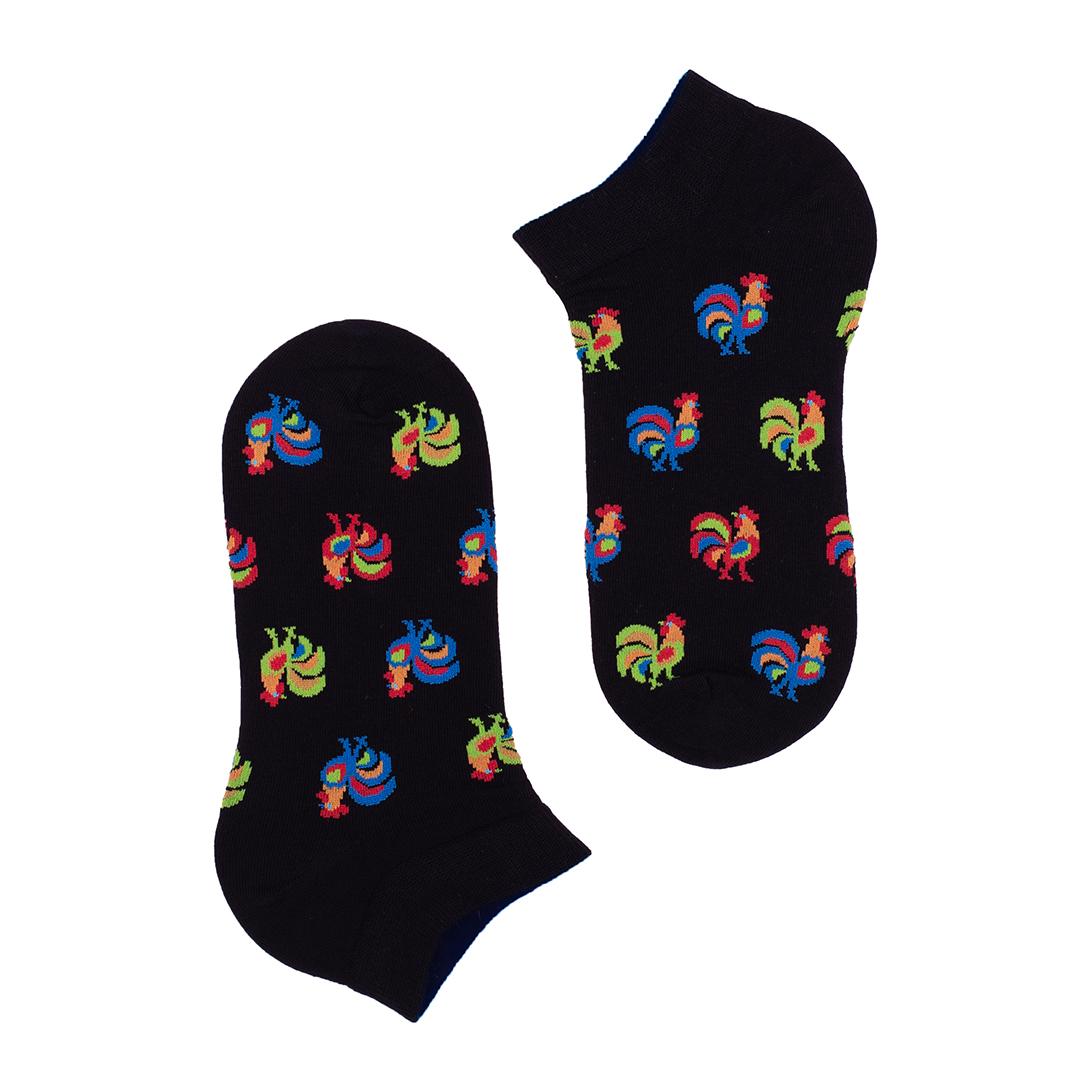 Ankle Socks - Folklore roosters - Black