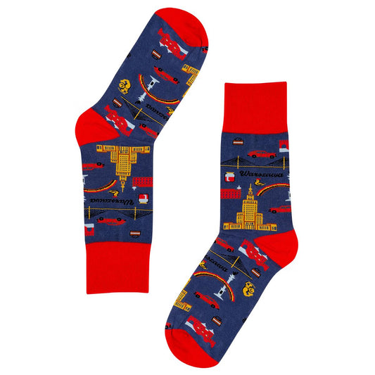 Socks with characteristic of Warsaw - Denim