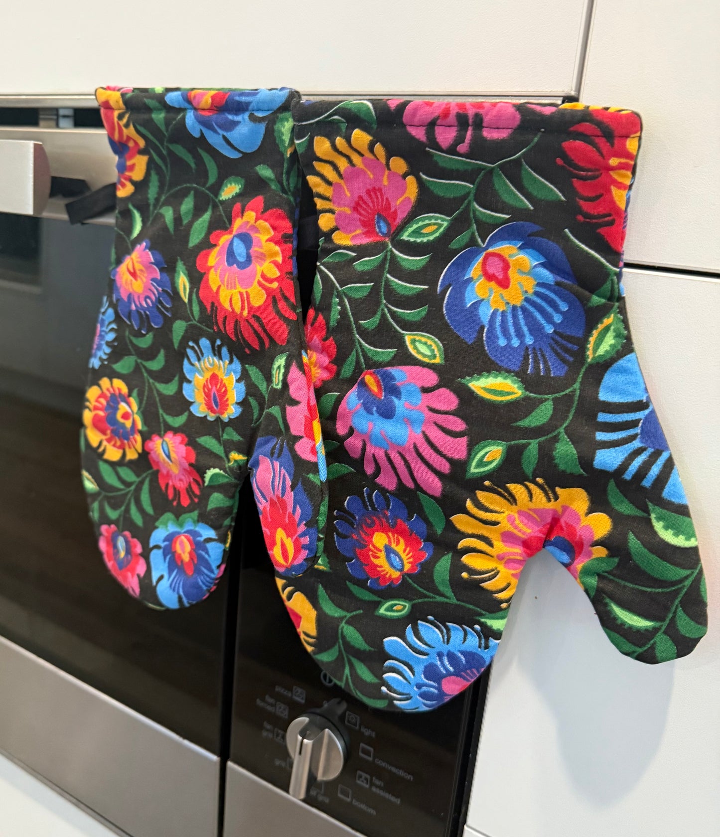 Oven Gloves Mitts - Set of 2 Kitchen Oven Mitts Folk Łowicki