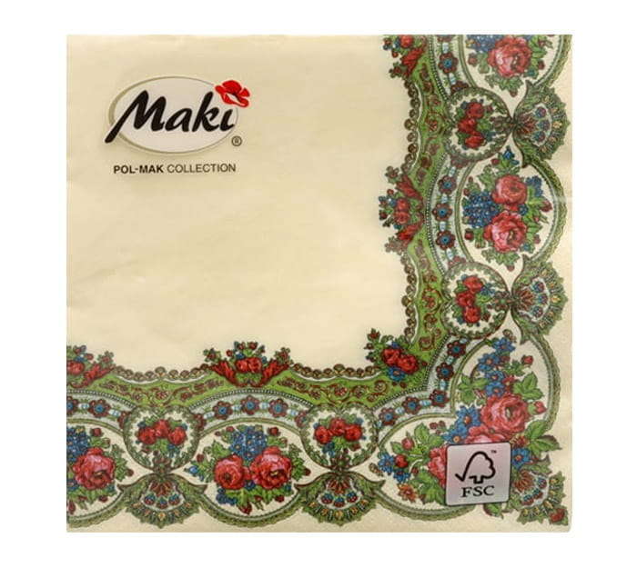Assorted Polish Folk Patterns Napkins, Maki & Folkstar - set of 20