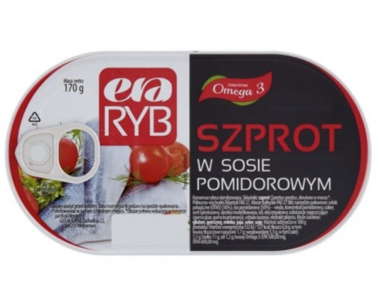 Sprats in Tomato Sauce - Szprot w sosie pomidorowym - Era Ryb - 170g