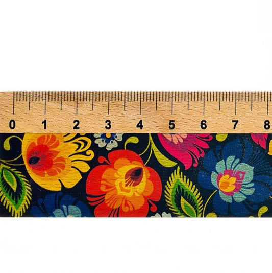 Wooden ruler - 20 cm - Lowicz pattern