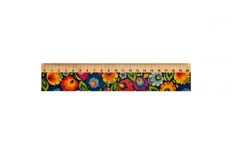Wooden ruler - 20 cm - Lowicz pattern