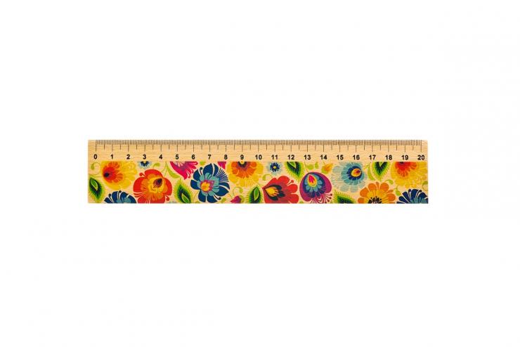 Wooden ruler - 20 cm - Lowicz pattern