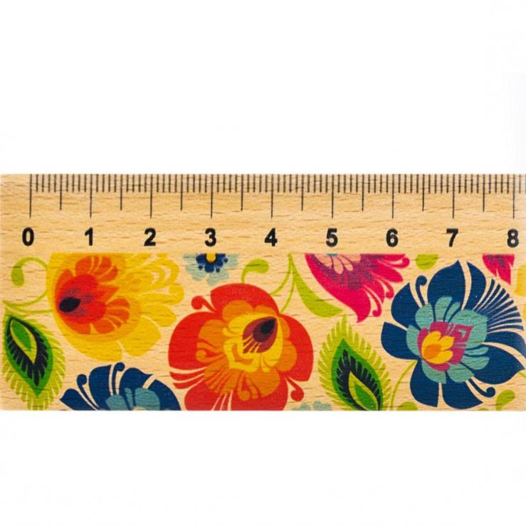 Wooden ruler - 20 cm - Lowicz pattern