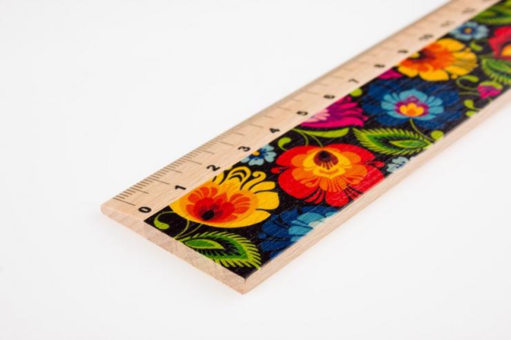 Wooden ruler - 20 cm - Lowicz pattern