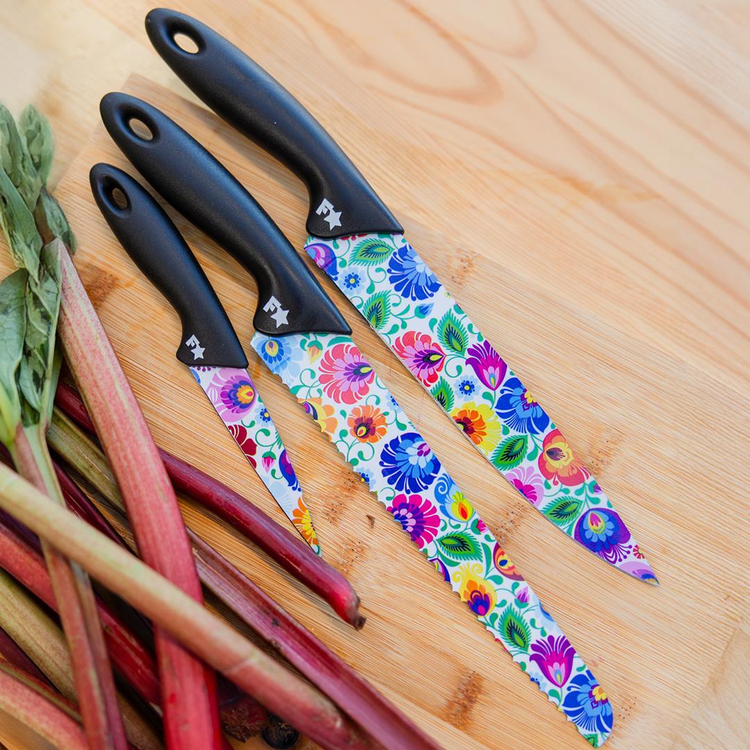 Kitchen Knives Set (3 pcs) – Folkstar - Łowicz Black & White