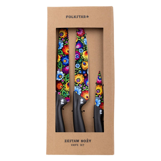 Kitchen Knives Set (3 pcs) – Folkstar - Łowicz Black & White