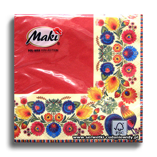 Assorted Polish Folk Patterns Napkins, Maki & Folkstar - set of 20