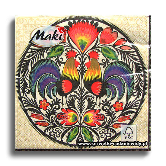 Assorted Polish Folk Patterns Napkins, Maki & Folkstar - set of 20