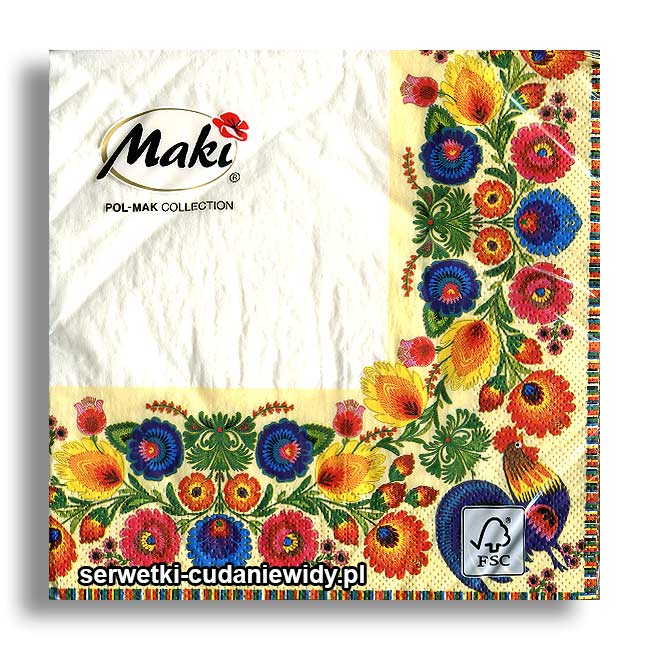 Assorted Polish Folk Patterns Napkins, Maki & Folkstar - set of 20
