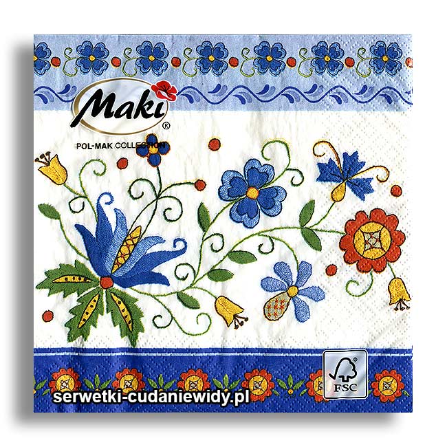 Assorted Polish Folk Patterns Napkins, Maki & Folkstar - set of 20