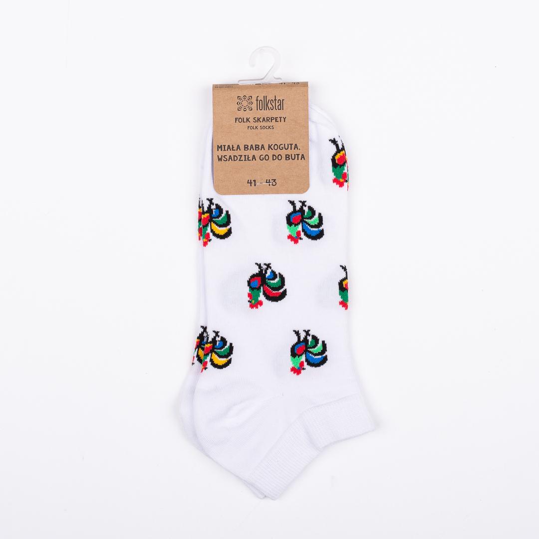 Ankle Socks - Folklore roosters - White