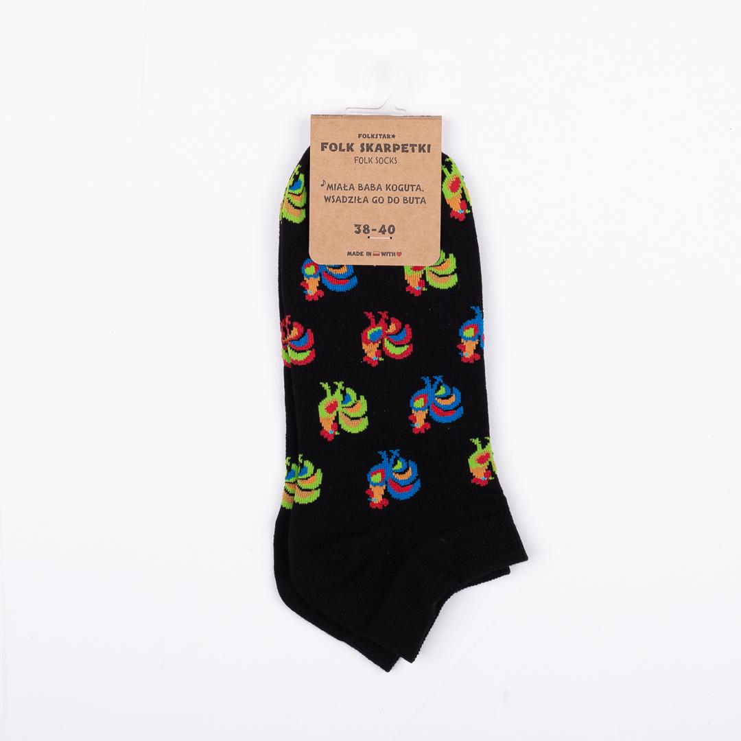 Ankle Socks - Folklore roosters - Black