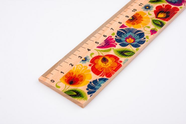 Wooden ruler - 20 cm - Lowicz pattern