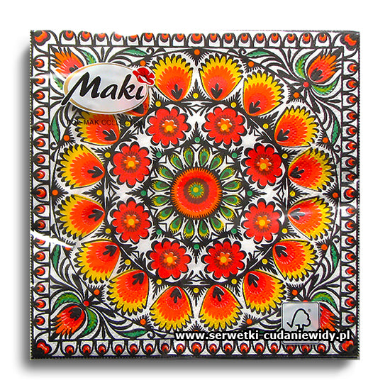 Assorted Polish Folk Patterns Napkins, Maki & Folkstar - set of 20