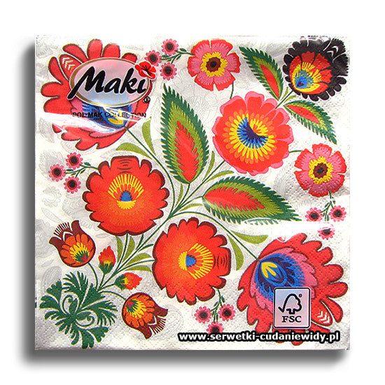 Assorted Polish Folk Patterns Napkins, Maki & Folkstar - set of 20
