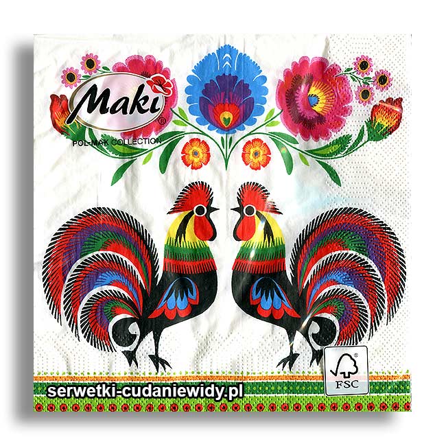 Assorted Polish Folk Patterns Napkins, Maki & Folkstar - set of 20