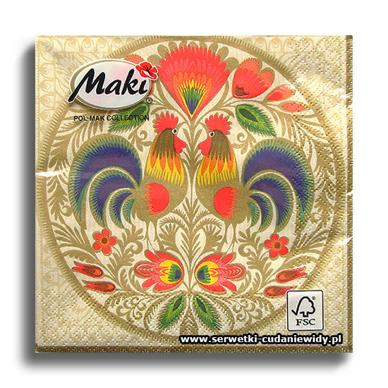 Assorted Polish Folk Patterns Napkins, Maki & Folkstar - set of 20
