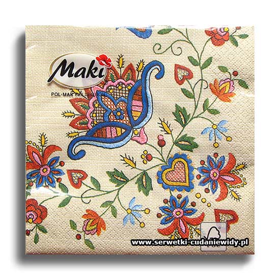 Assorted Polish Folk Patterns Napkins, Maki & Folkstar - set of 20