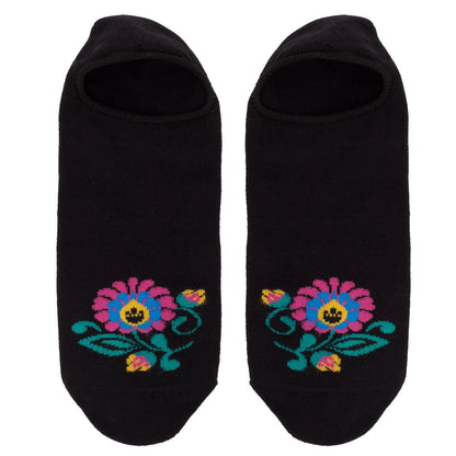 Ankle Socks with a flower - Black