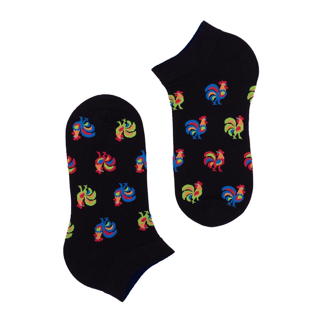 Ankle Socks with roosters - Black