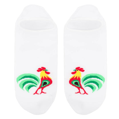 Ankle Socks with a rooster - White