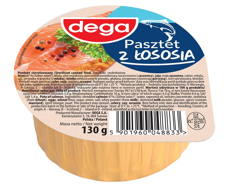 'DEGA' salmon pâté 130g ('DEGA' pasztet z lososi)