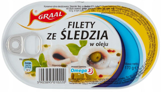 Herring fillets in oil - Filety ze śledzia w oleju 170g
