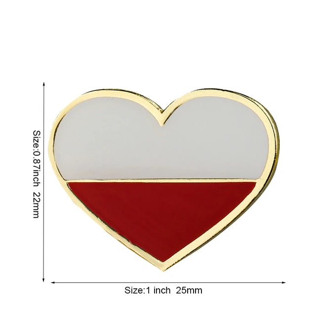 Heart shape Polish Flag Lapel Pin