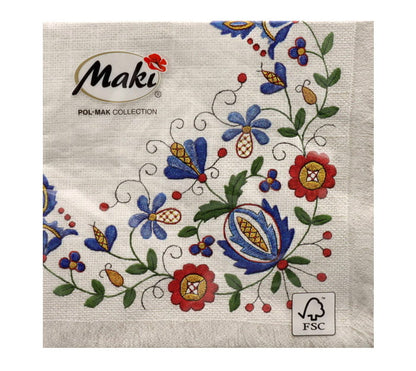 Napkins - Assorted Polish Folk Patterns, set of 20