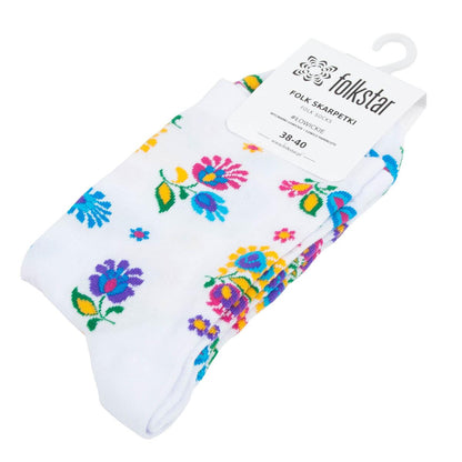 Socks with a floral pattern - White