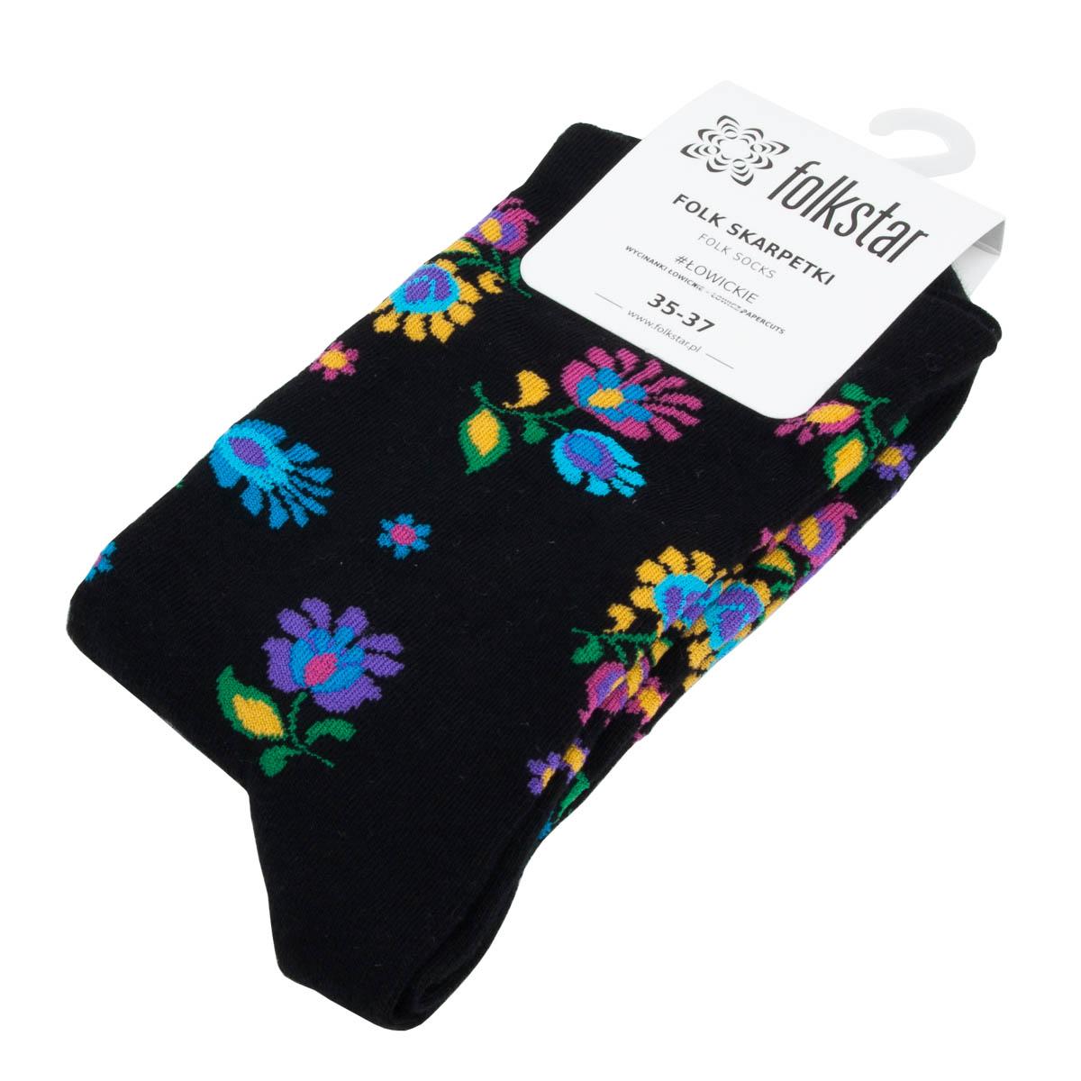 Socks with a floral pattern - Black