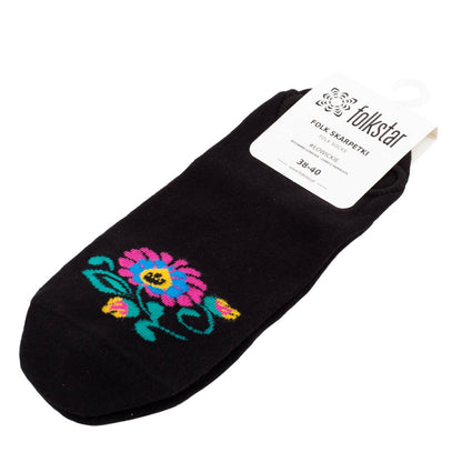 Ankle Socks with a flower - Black