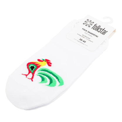 Ankle Socks with a rooster - White