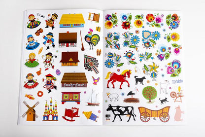 Folk Colouring Book with Stickers