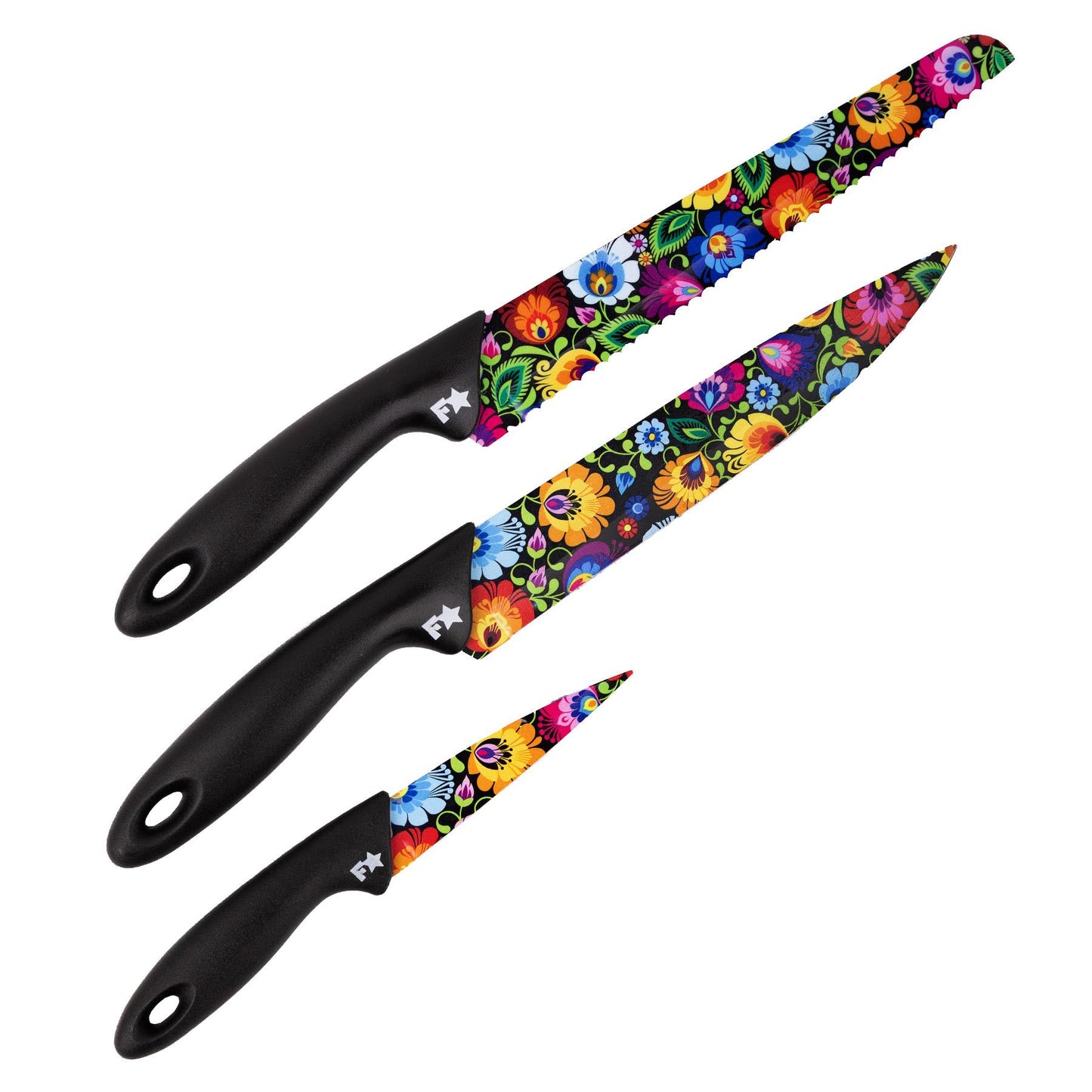 Kitchen Knives Set (3 pcs) – Folkstar - Łowicz Black & White