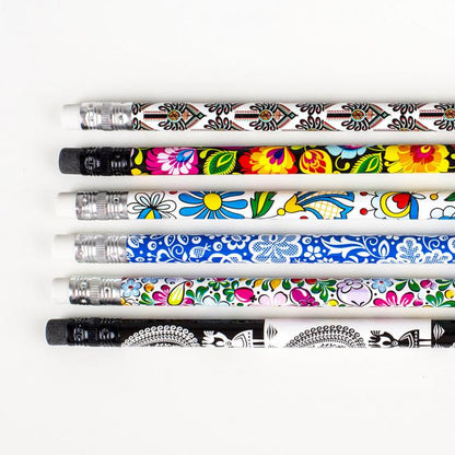 Pencils with Eraser - 6 Pack - Polish motifs