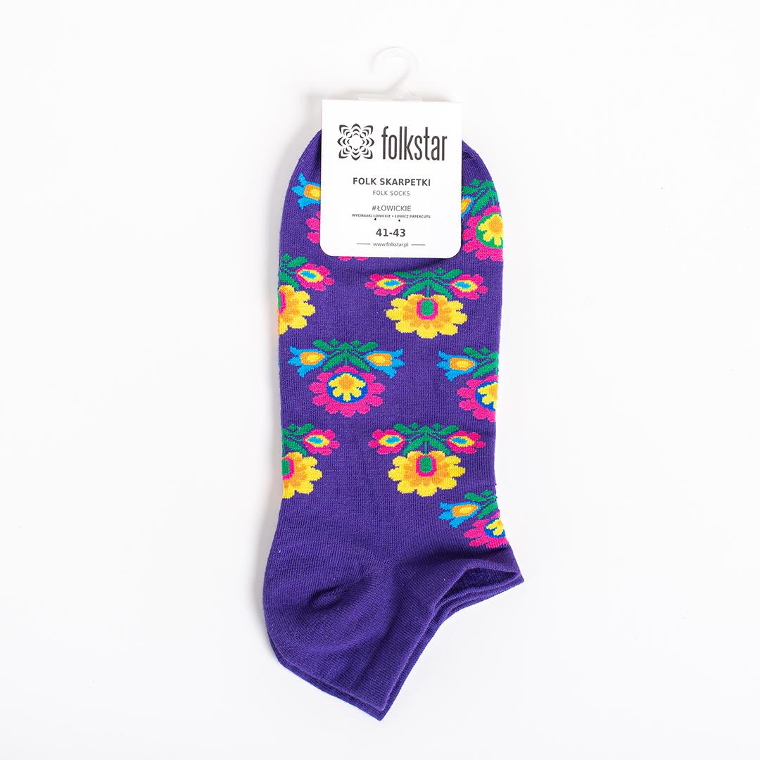 Ankle Socks with flowers - Purple