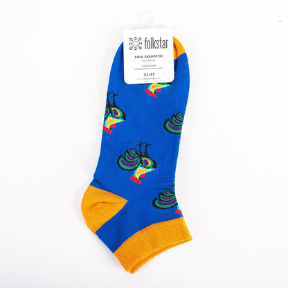 Ankle Socks with roosters - Blue