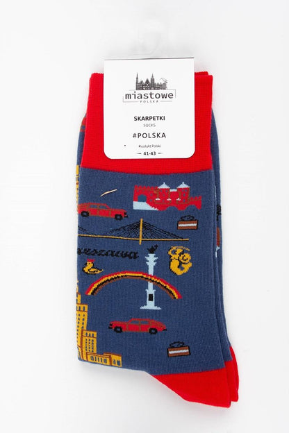 Socks with characteristic of Warsaw - Denim