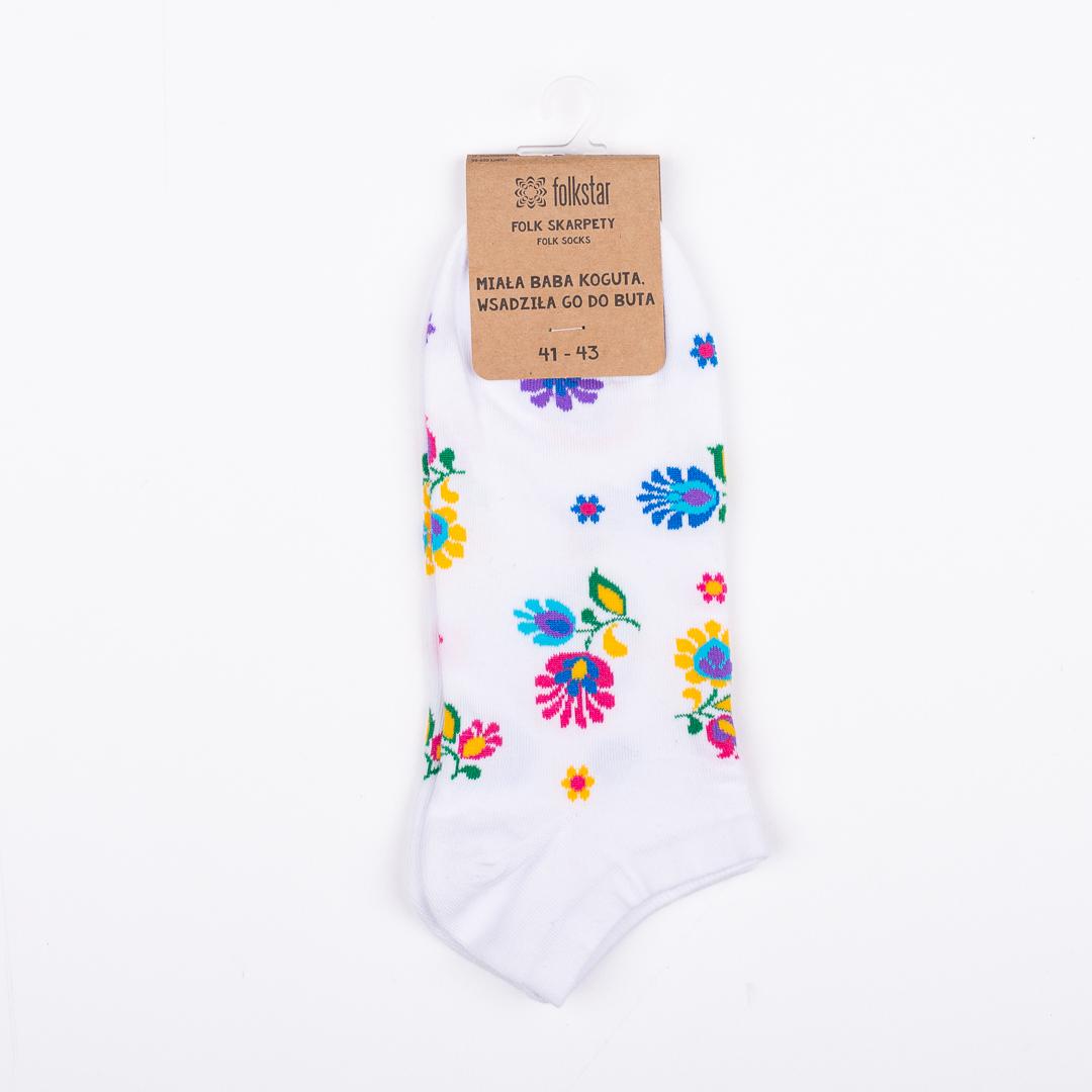 Ankle Socks with flowers - White