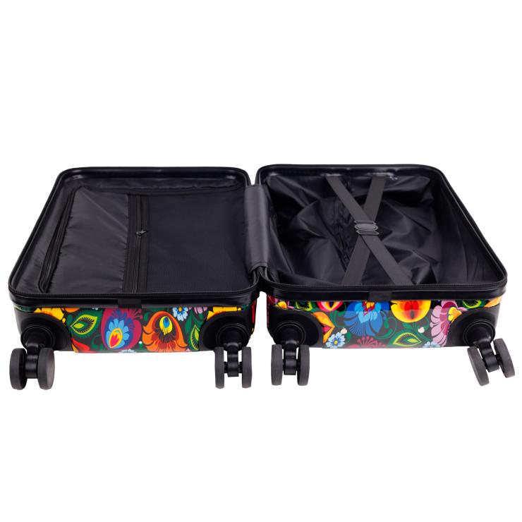 Cabin suitcase with a trunk - Łowicka black