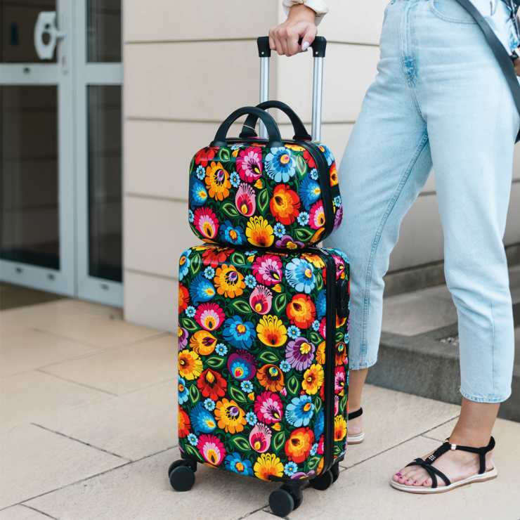 Cabin suitcase with a trunk - Łowicka black