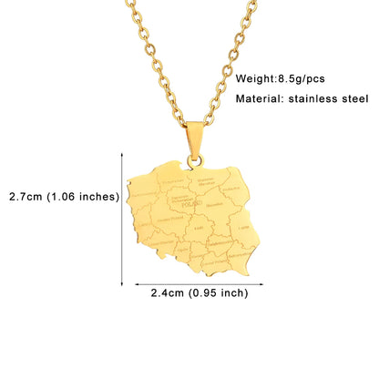 Map of Poland With City Names Pendant Necklace