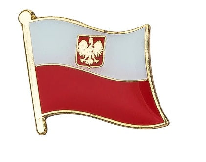 Polish Flag Lapel Pin With Eagle