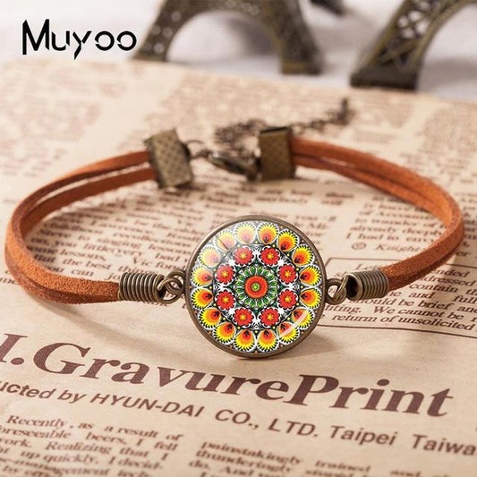 Polish Folk Art Patterns Leather Bracelet